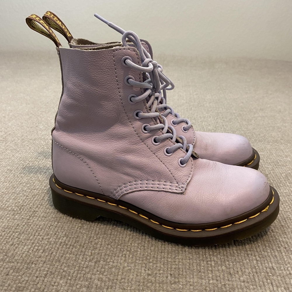 Dr. Martens Pascal Boots Womens Size 6 Purple Leather Ankle Combat Y2K Grunge